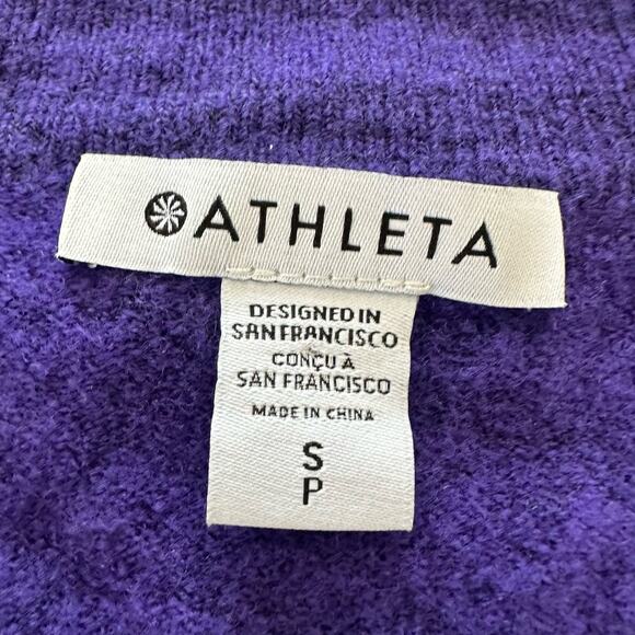 ATHLETA Womens Sweater Small Purple Merino Wool Blend V-Neck Westwood Casual - Picture 7 of 14